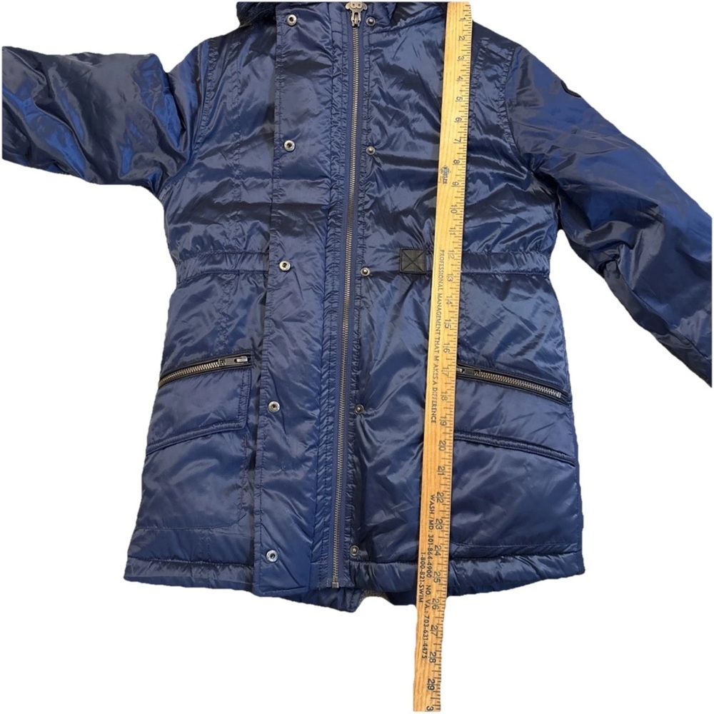 Appaman Girls Blue Shiny Middie Puffer Coat  W/colorful Faux Fur Hood Size 12 - Picture 9 of 17